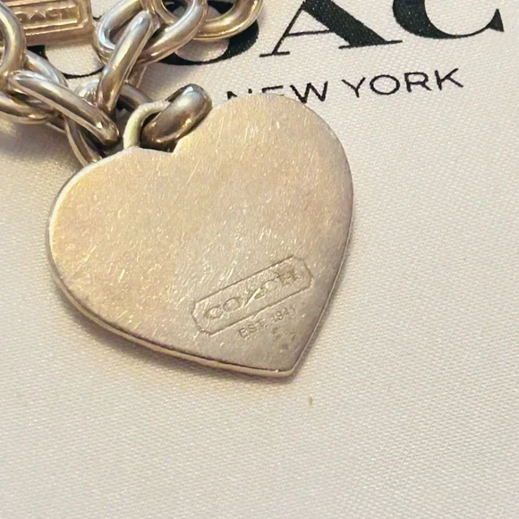 Coach 925 Y2K Heart Sterling Silver Charm Bracelet - Picture 7 of 11